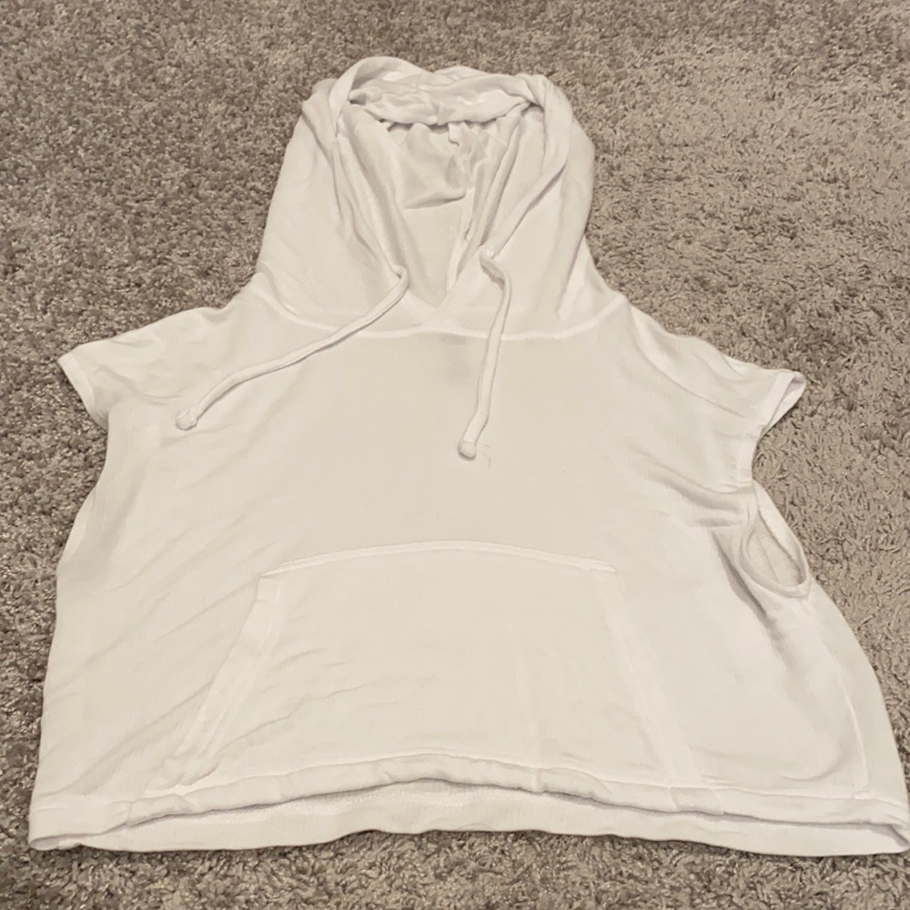 White hooded crop top